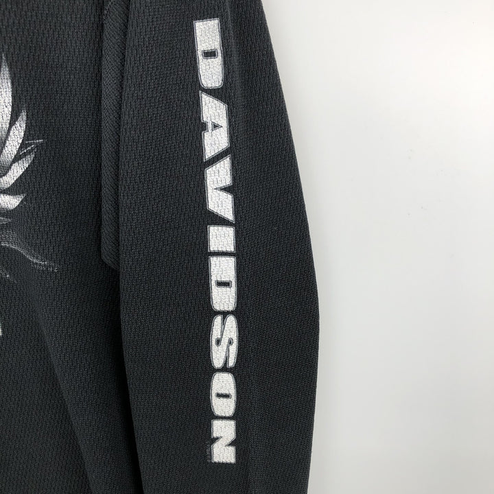Big Size Harley-Davidson Eagle Pattern Native Pattern Thermal Long-Sleeve T-Shirt Honeycomb Made in USA Men's XXXL Equivalent cotton black type Vintage Second Hand