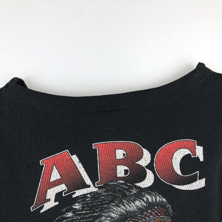 Big Size Harley-Davidson Eagle Pattern Native Pattern Thermal Long-Sleeve T-Shirt Honeycomb Made in USA Men's XXXL Equivalent cotton black type Vintage Second Hand