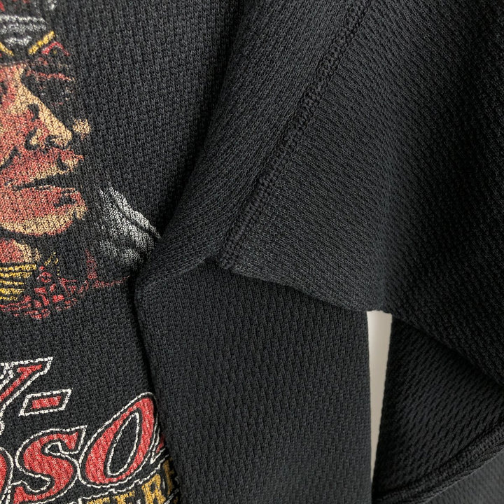 Big Size Harley-Davidson Eagle Pattern Native Pattern Thermal Long-Sleeve T-Shirt Honeycomb Made in USA Men's XXXL Equivalent cotton black type Vintage Second Hand