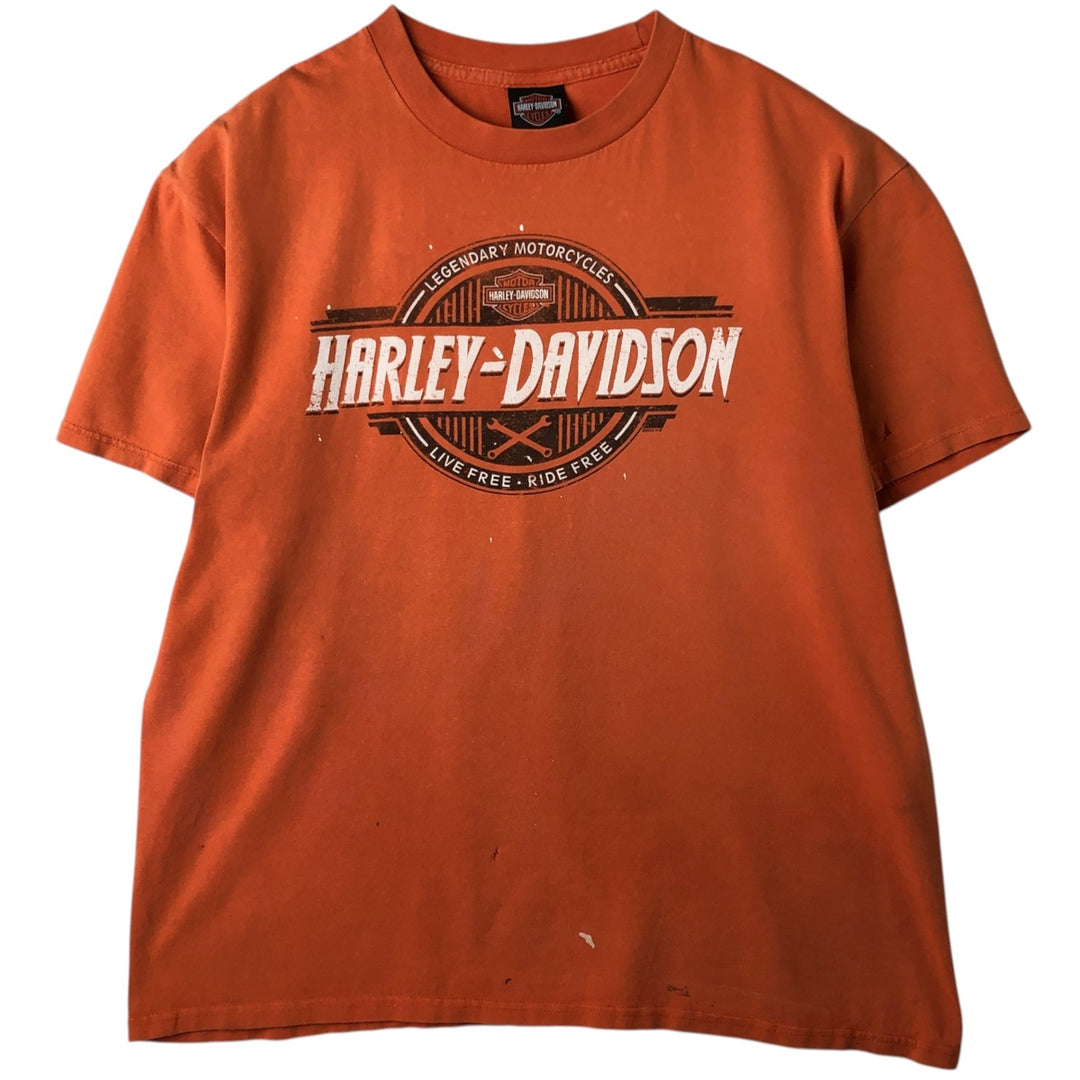 Harley-Davidson Motorcycle Bike T-shirt, Men's XL size cotton orange type Vintage Second Hand