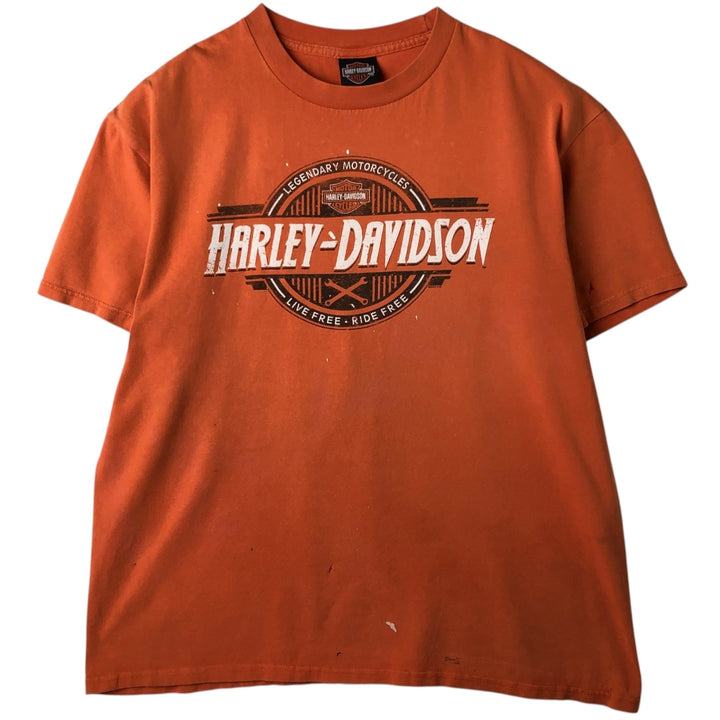 Harley-Davidson Motorcycle Bike T-shirt, Men's XL size cotton orange type Vintage Second Hand