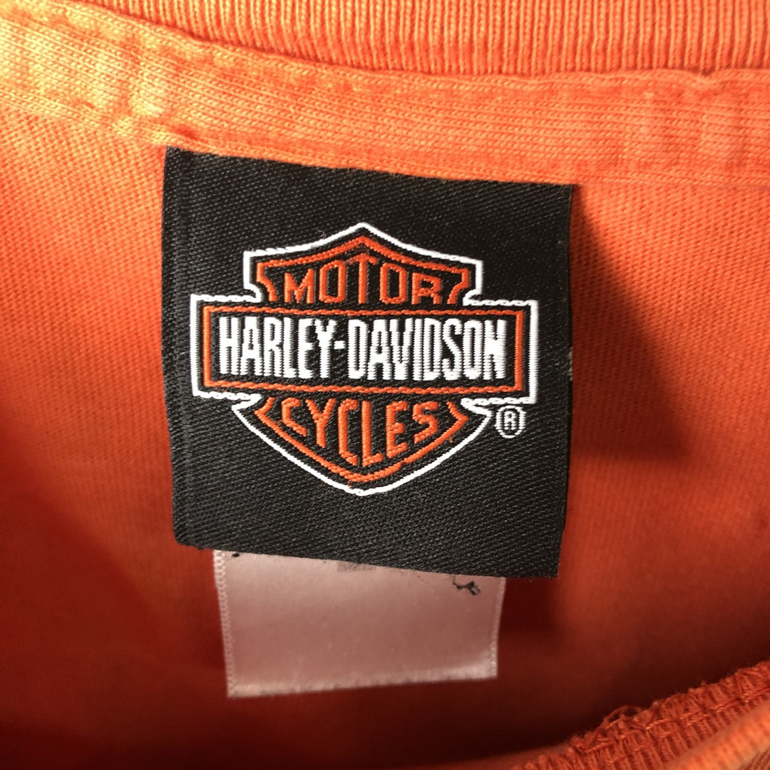 Harley-Davidson Motorcycle Bike T-shirt, Men's XL size cotton orange type Vintage Second Hand