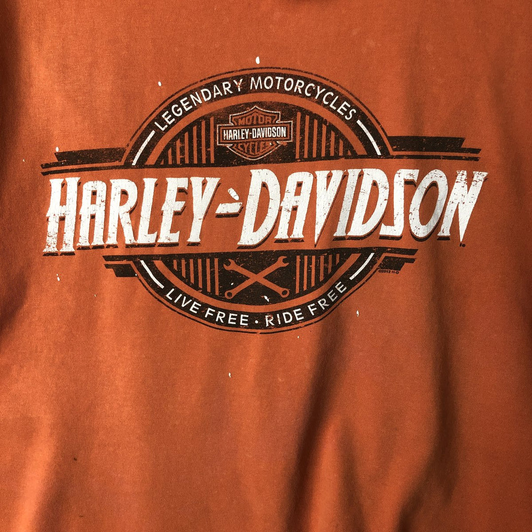 Harley-Davidson Motorcycle Bike T-shirt, Men's XL size cotton orange type Vintage Second Hand
