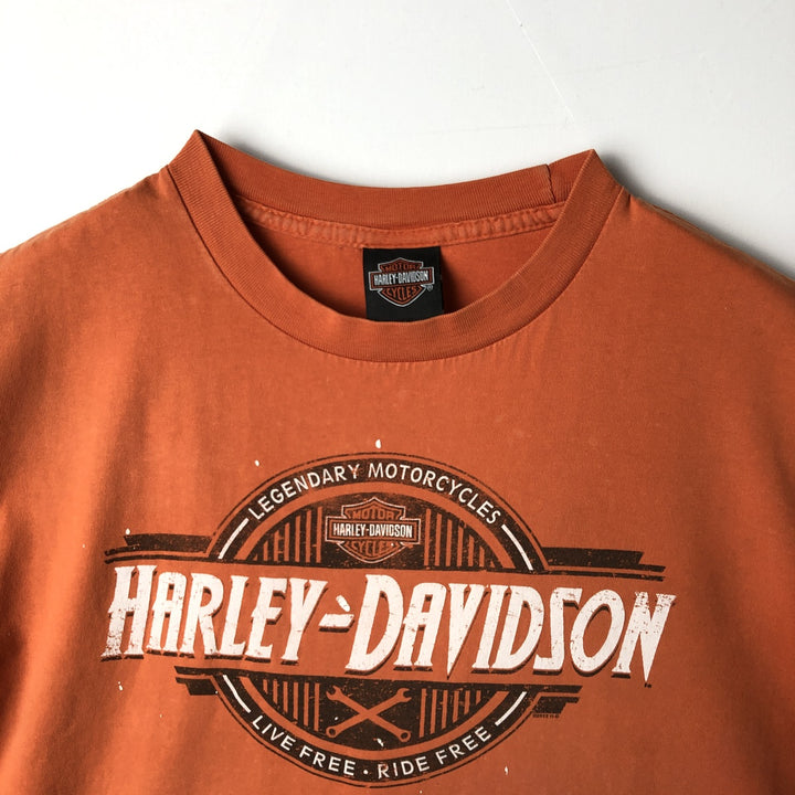 Harley-Davidson Motorcycle Bike T-shirt, Men's XL size cotton orange type Vintage Second Hand