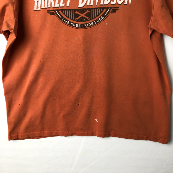 Harley-Davidson Motorcycle Bike T-shirt, Men's XL size cotton orange type Vintage Second Hand
