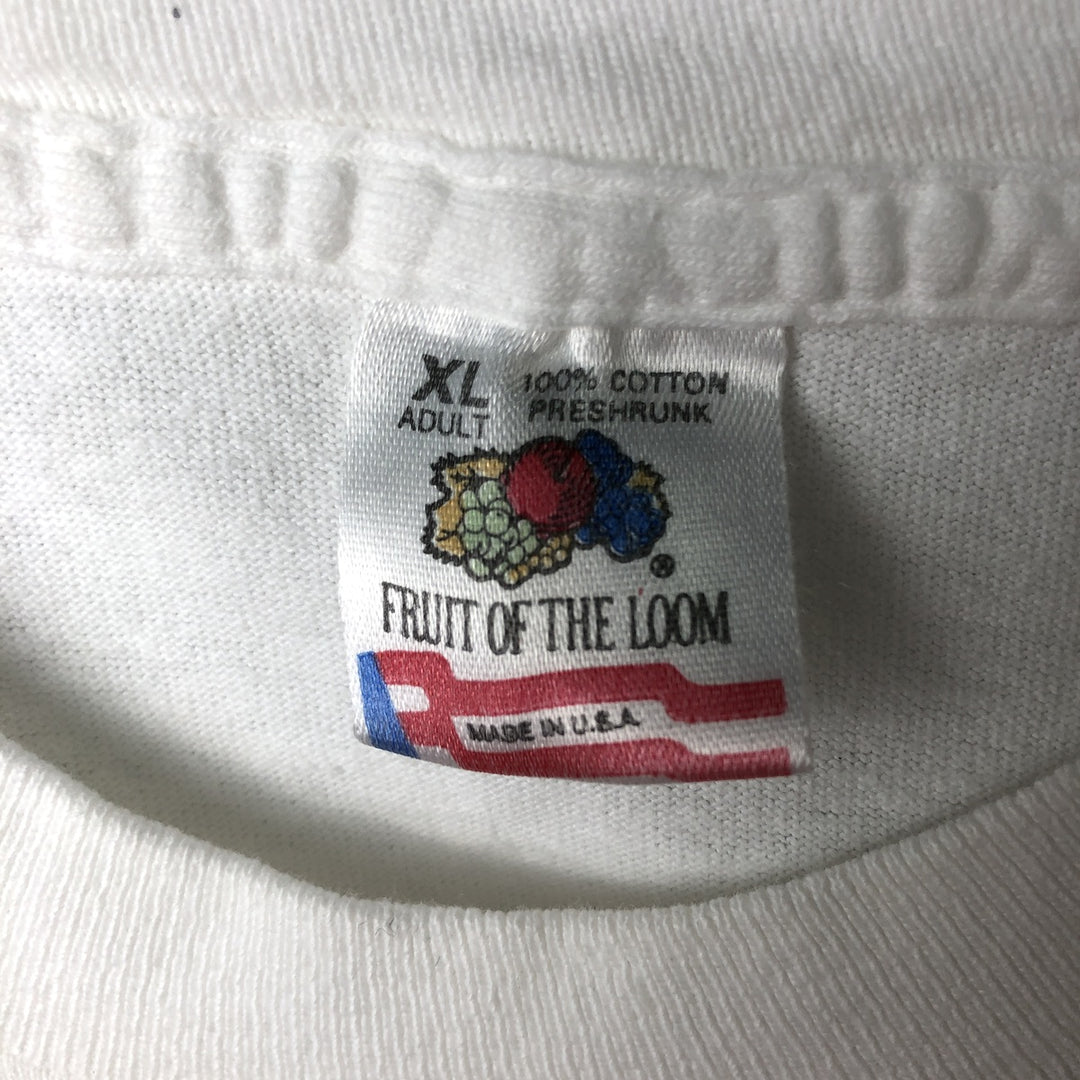 90'S Fruit of the Loom printed T-shirt, made in the USA, men's XL size, vintage cotton white type Vintage Second Hand