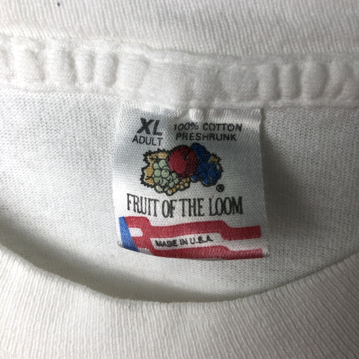 90'S Fruit of the Loom printed T-shirt, made in the USA, men's XL size, vintage cotton white type Vintage Second Hand