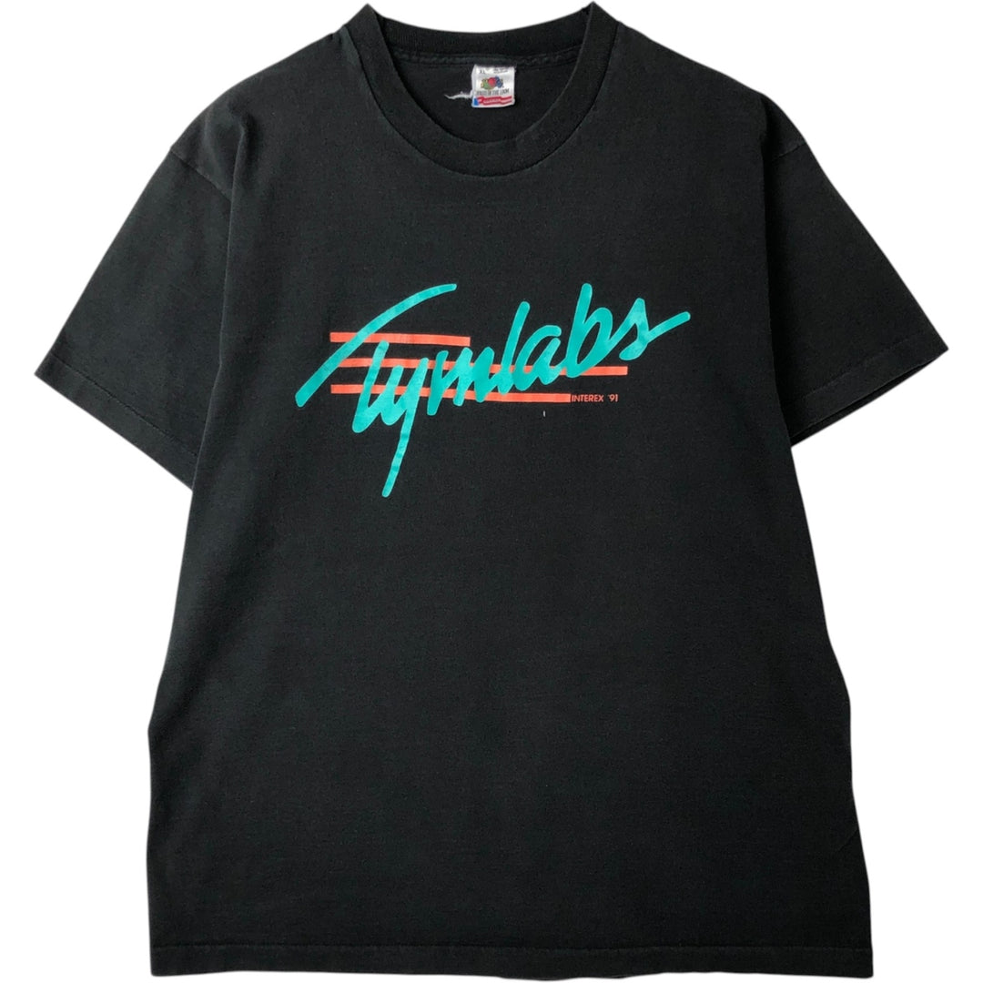 90'S Fruit of the Loom printed T-shirt, made in the USA, men's XL size, vintage cotton black type Vintage Second Hand
