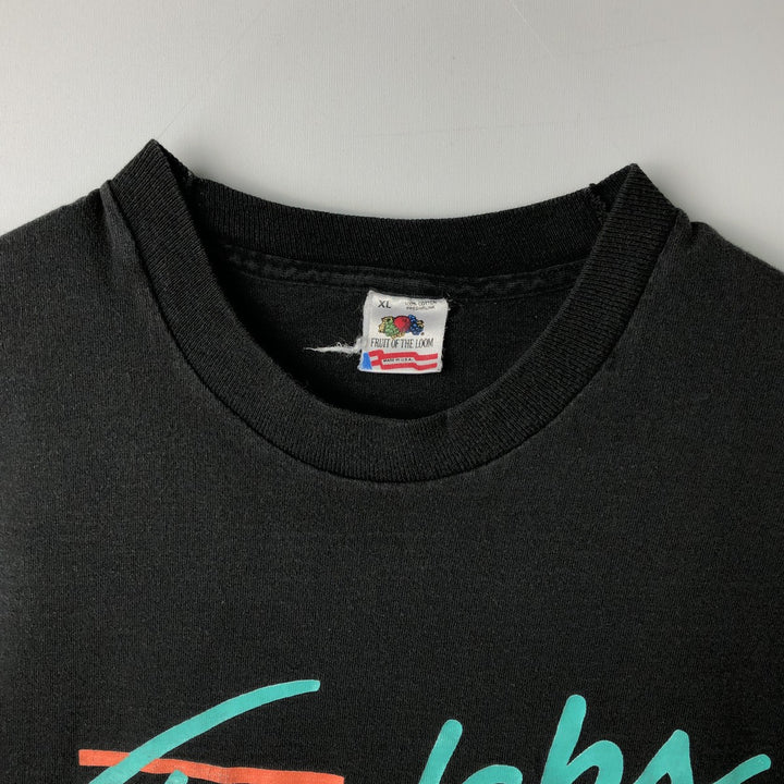 90'S Fruit of the Loom printed T-shirt, made in the USA, men's XL size, vintage cotton black type Vintage Second Hand