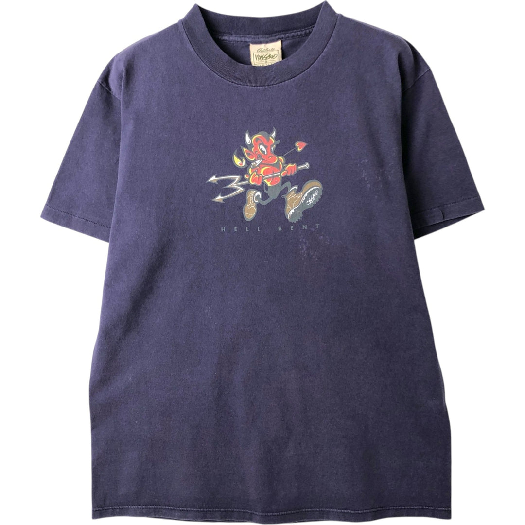 90'S Mossimo sports print t-shirt, made in USA, men's size S equivalent, vintage. cotton navy blue type Vintage Second Hand