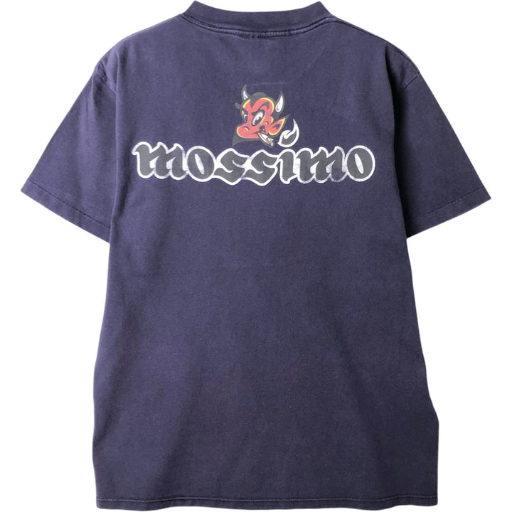 90'S Mossimo sports print t-shirt, made in USA, men's size S equivalent, vintage. cotton navy blue type Vintage Second Hand