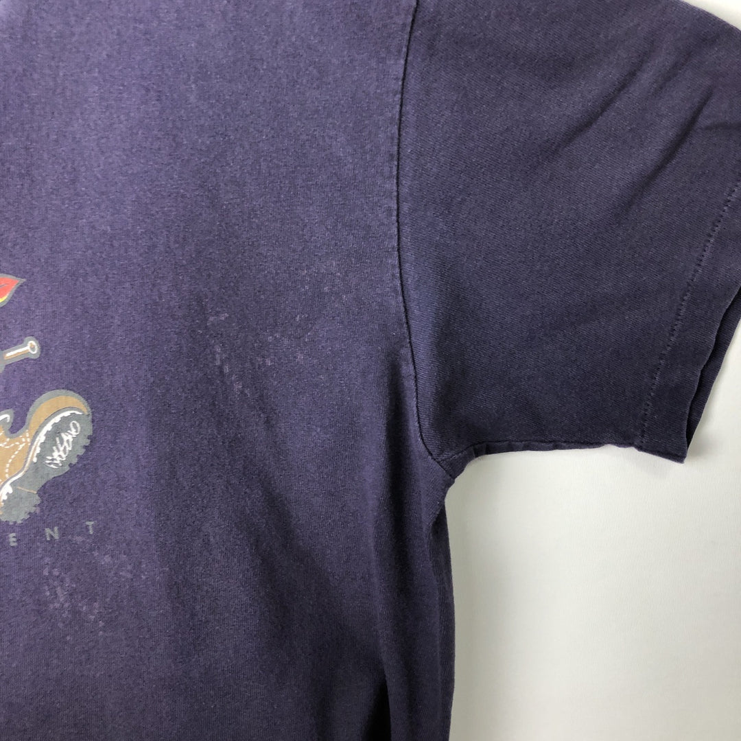 90'S Mossimo sports print t-shirt, made in USA, men's size S equivalent, vintage. cotton navy blue type Vintage Second Hand