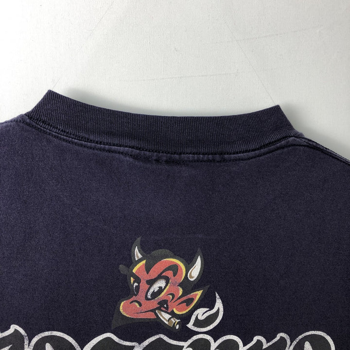 90'S Mossimo sports print t-shirt, made in USA, men's size S equivalent, vintage. cotton navy blue type Vintage Second Hand