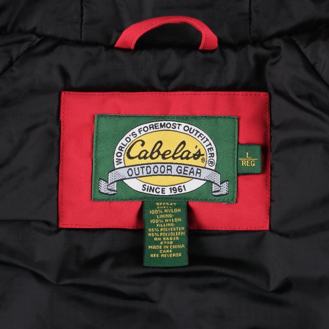 90'S Cabelas padded parka puffer jacket, men's size L equivalent, vintage. Nylon red type Vintage Second Hand