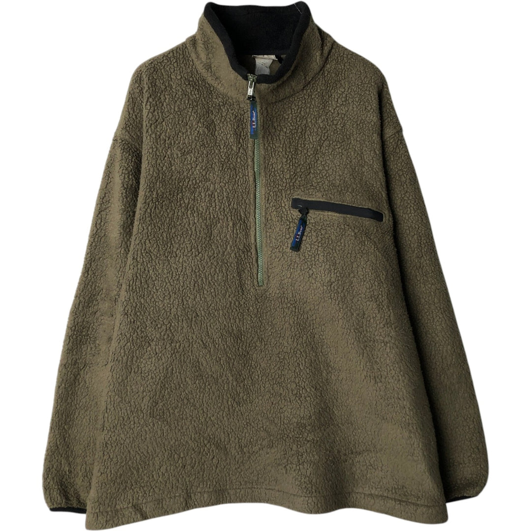 Vintage LLBean half-zip fleece pullover from the 1990s, men's size XL. polyester green type Vintage Second Hand