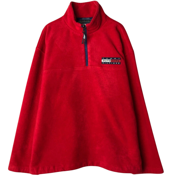 1990'S Tommy Hilfiger Half-Zip Fleece Pullover, Men's Size M (approx.) polyester red type Vintage Second Hand