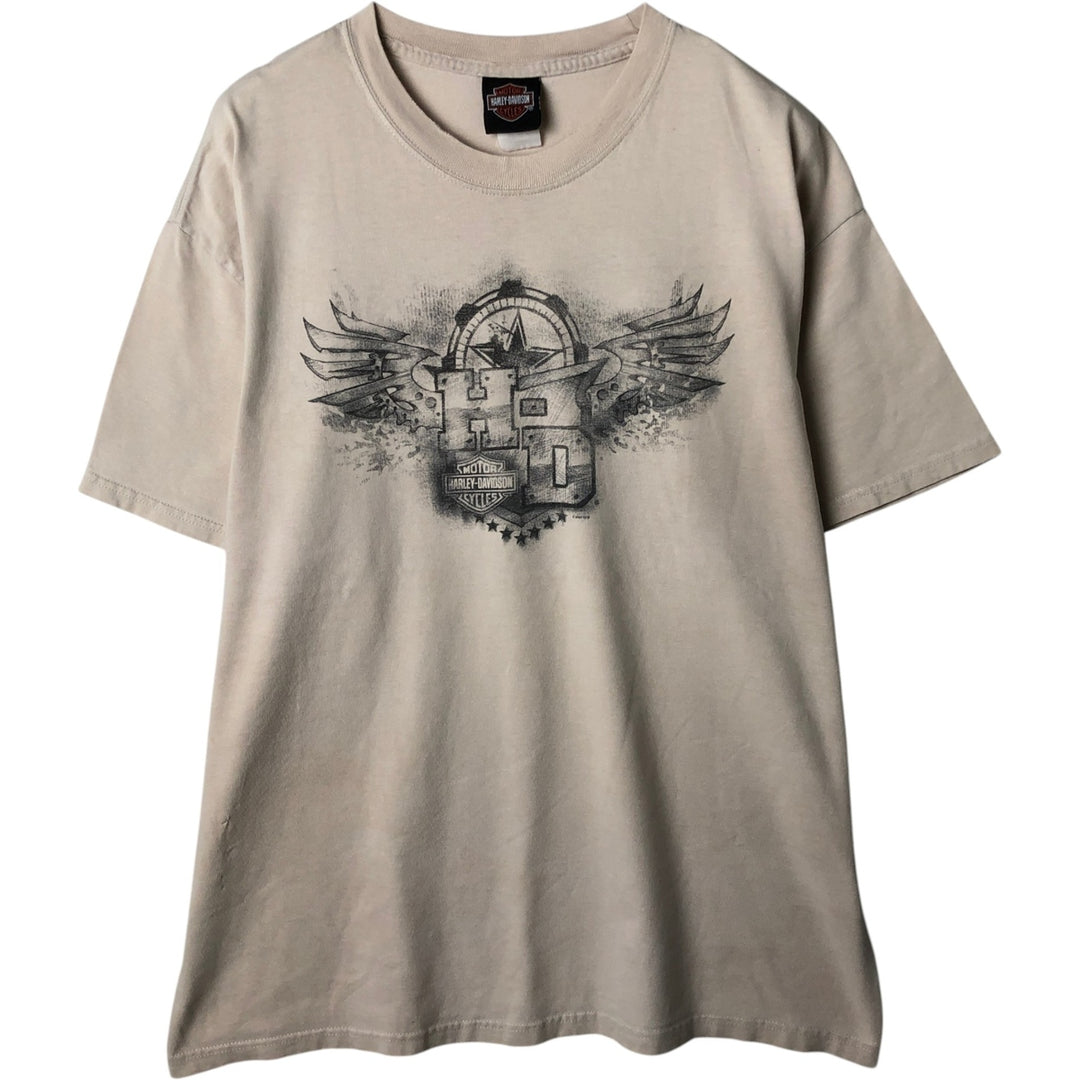 00'S Harley-Davidson Motorcycle Bike T-shirt Men's L size unclear Beige type Vintage Second Hand
