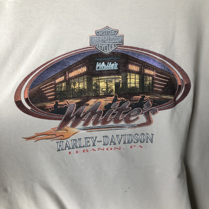 00'S Harley-Davidson Motorcycle Bike T-shirt Men's L size unclear Beige type Vintage Second Hand