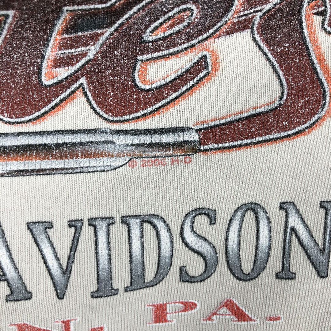 00'S Harley-Davidson Motorcycle Bike T-shirt Men's L size unclear Beige type Vintage Second Hand