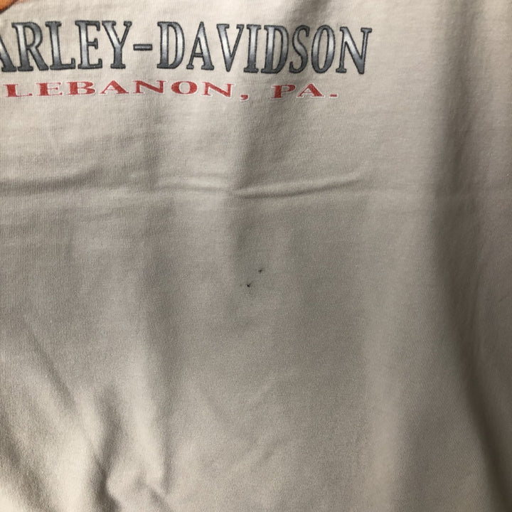 00'S Harley-Davidson Motorcycle Bike T-shirt Men's L size unclear Beige type Vintage Second Hand