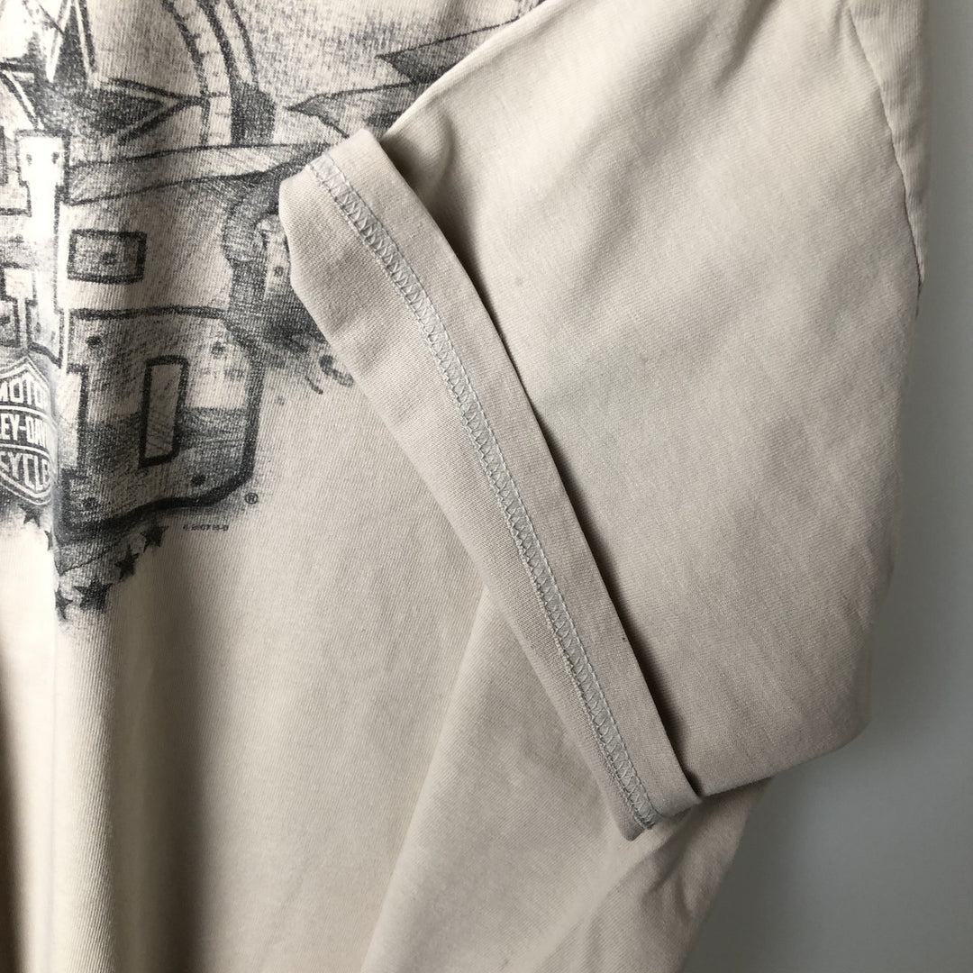 00'S Harley-Davidson Motorcycle Bike T-shirt Men's L size unclear Beige type Vintage Second Hand