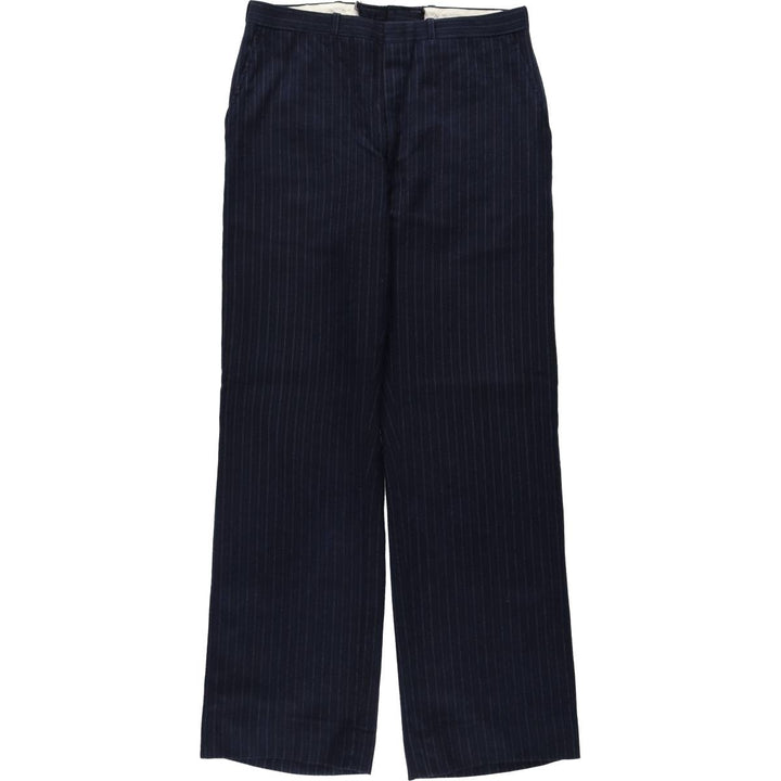 ~90'S Striped Pattern Slacks Pants Men's W32 (approx.) Vintage unclear navy blue type Vintage Second Hand