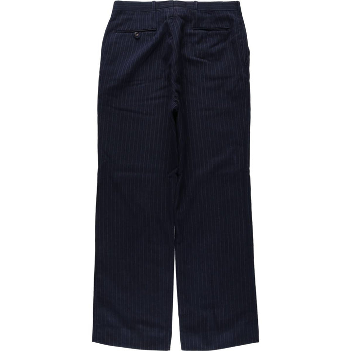 ~90'S Striped Pattern Slacks Pants Men's W32 (approx.) Vintage unclear navy blue type Vintage Second Hand