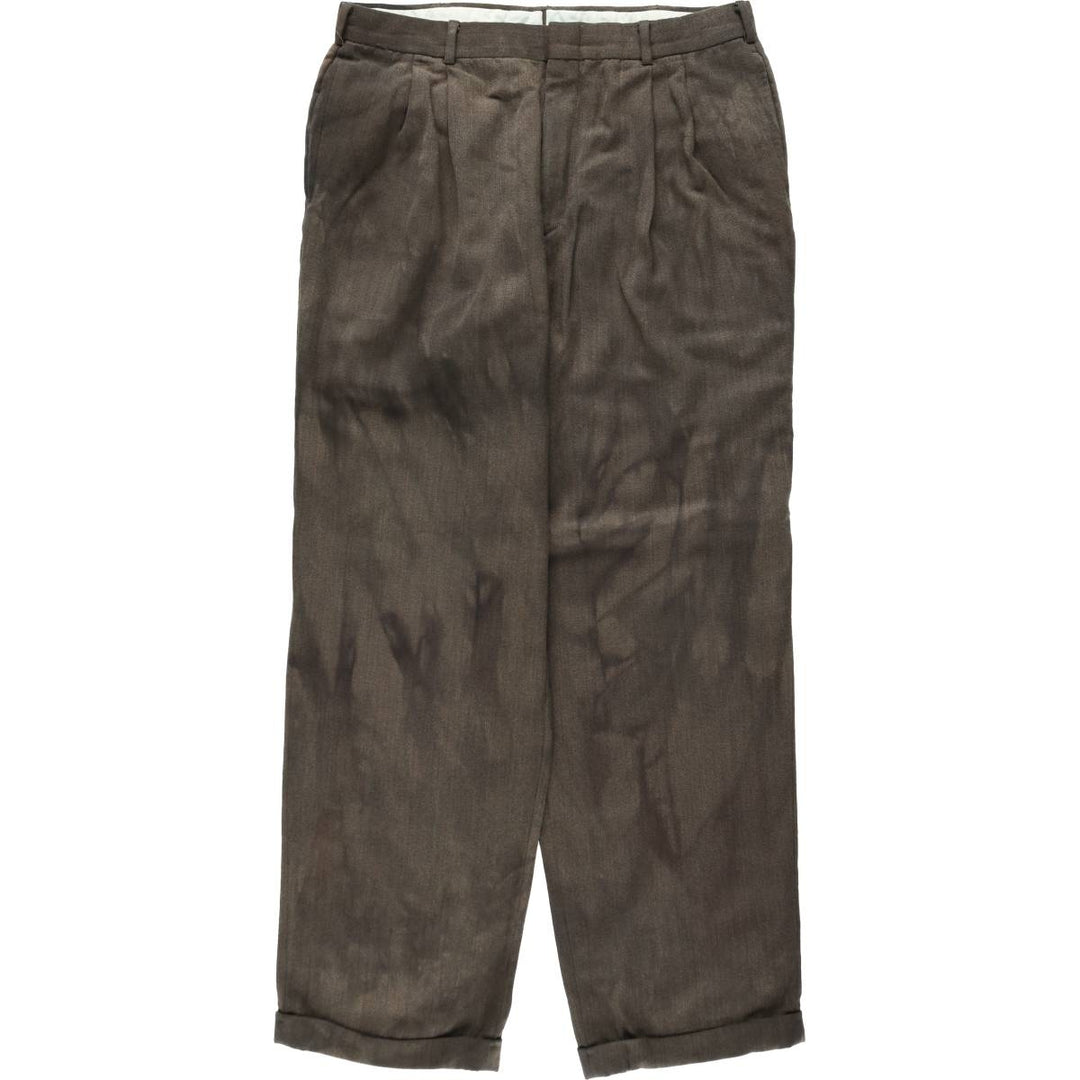 ~90'S GANT Two-Pleat Wool Trousers, Made in USA, Men's W33 (approx.), Vintage wool brown type Vintage Second Hand