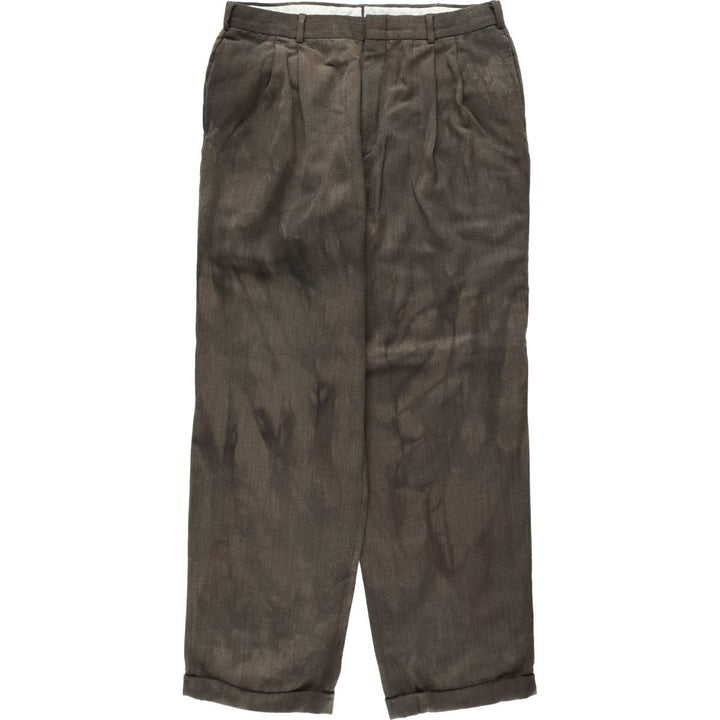 ~90'S GANT Two-Pleat Wool Trousers, Made in USA, Men's W33 (approx.), Vintage wool brown type Vintage Second Hand