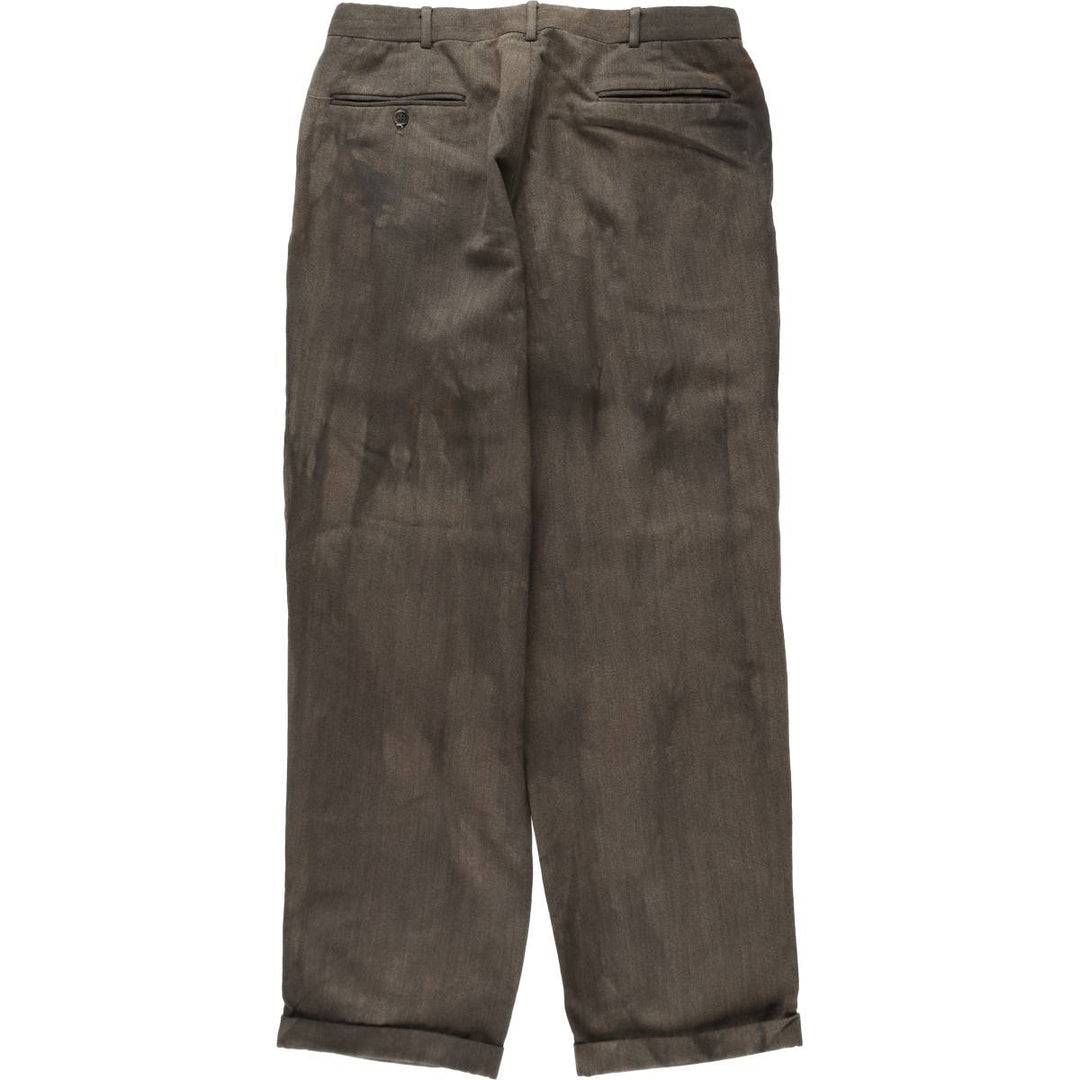 ~90'S GANT Two-Pleat Wool Trousers, Made in USA, Men's W33 (approx.), Vintage wool brown type Vintage Second Hand