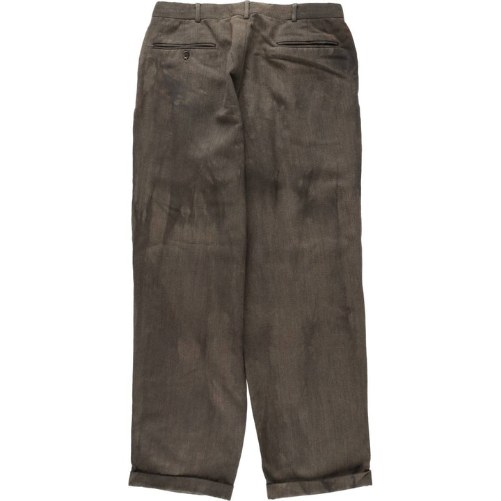 ~90'S GANT Two-Pleat Wool Trousers, Made in USA, Men's W33 (approx.), Vintage wool brown type Vintage Second Hand