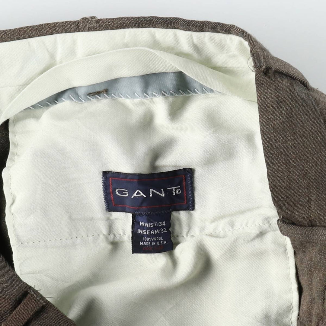 ~90'S GANT Two-Pleat Wool Trousers, Made in USA, Men's W33 (approx.), Vintage wool brown type Vintage Second Hand
