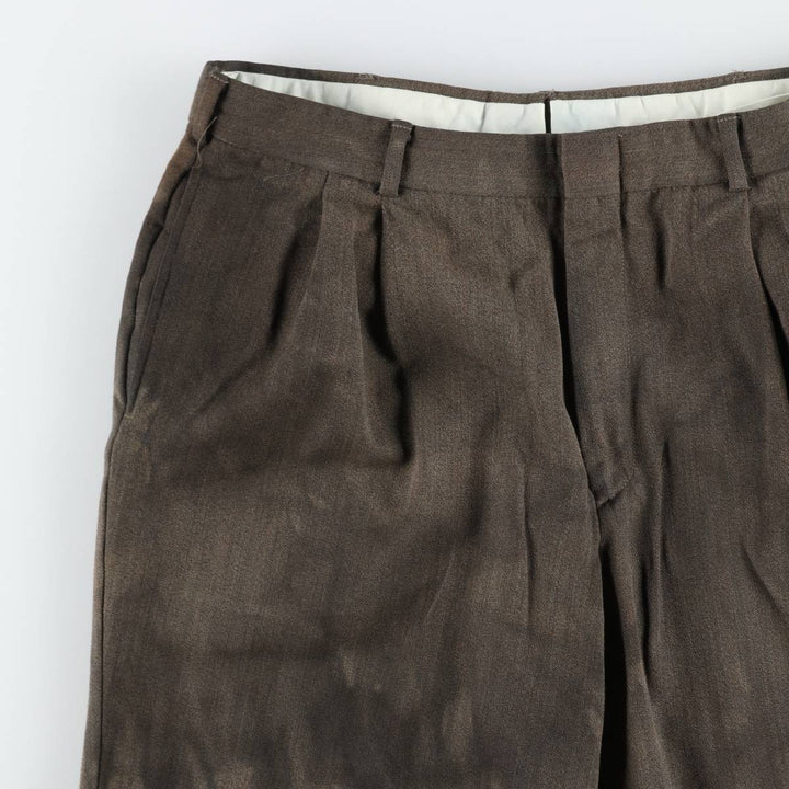 ~90'S GANT Two-Pleat Wool Trousers, Made in USA, Men's W33 (approx.), Vintage wool brown type Vintage Second Hand