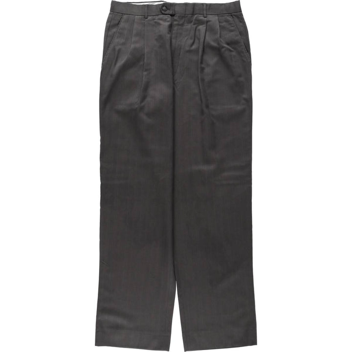 Stripe Pattern Two-pleat Slacks Pants Men's W33 unclear Charcoal Vintage Second Hand