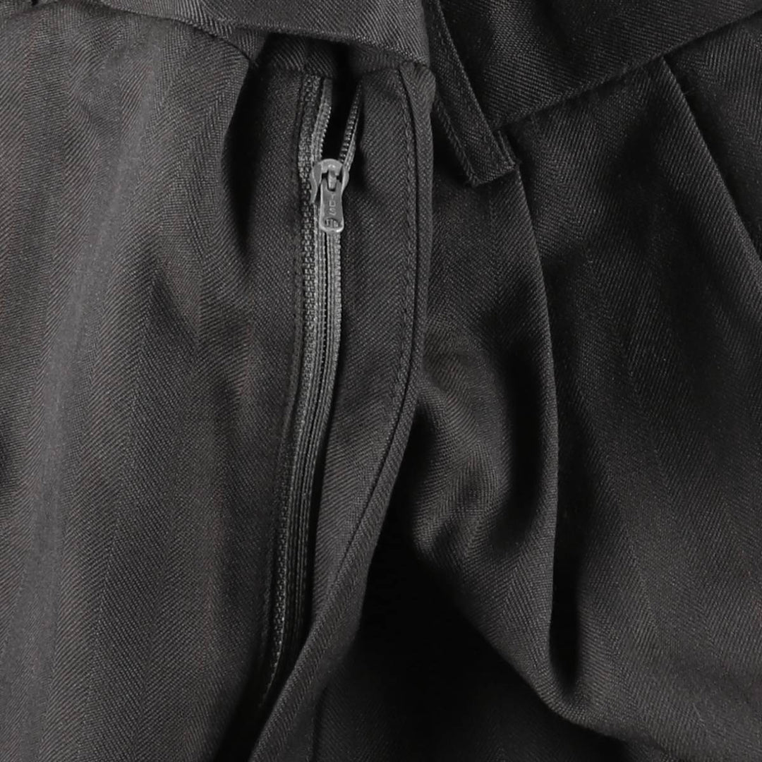 Stripe Pattern Two-pleat Slacks Pants Men's W33 unclear Charcoal Vintage Second Hand