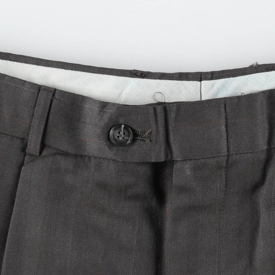 Stripe Pattern Two-pleat Slacks Pants Men's W33 unclear Charcoal Vintage Second Hand