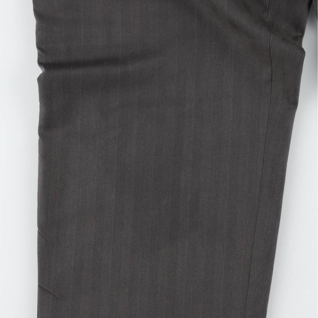 Stripe Pattern Two-pleat Slacks Pants Men's W33 unclear Charcoal Vintage Second Hand