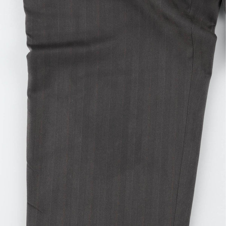 Stripe Pattern Two-pleat Slacks Pants Men's W33 unclear Charcoal Vintage Second Hand