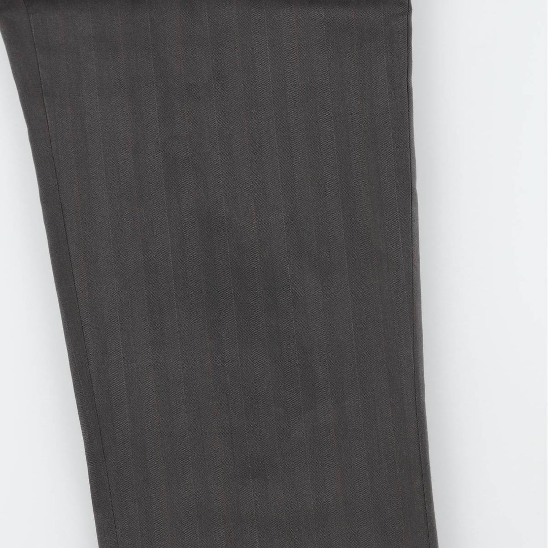 Stripe Pattern Two-pleat Slacks Pants Men's W33 unclear Charcoal Vintage Second Hand