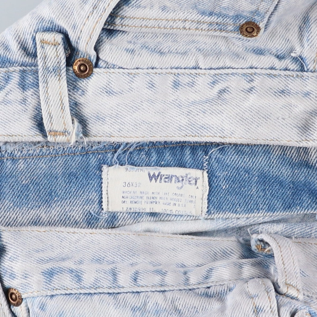 80s-90'S Wrangler Chemical Wash Tapered Denim Pants, Made in USA, Men's Size W34 (approx.), Vintage cotton Blue type light blue Vintage Second Hand