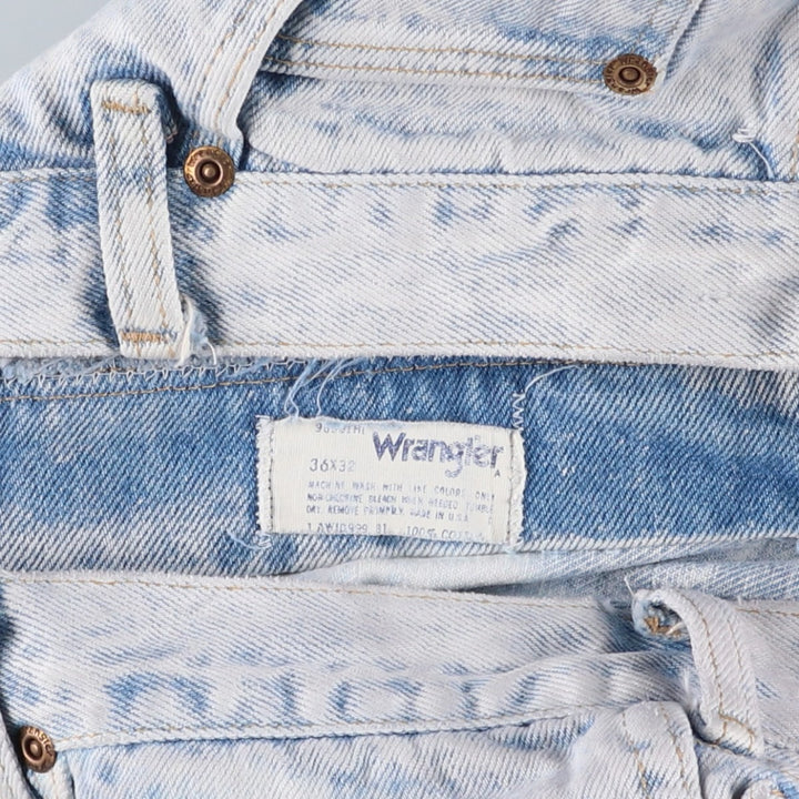 80s-90'S Wrangler Chemical Wash Tapered Denim Pants, Made in USA, Men's Size W34 (approx.), Vintage cotton Blue type light blue Vintage Second Hand