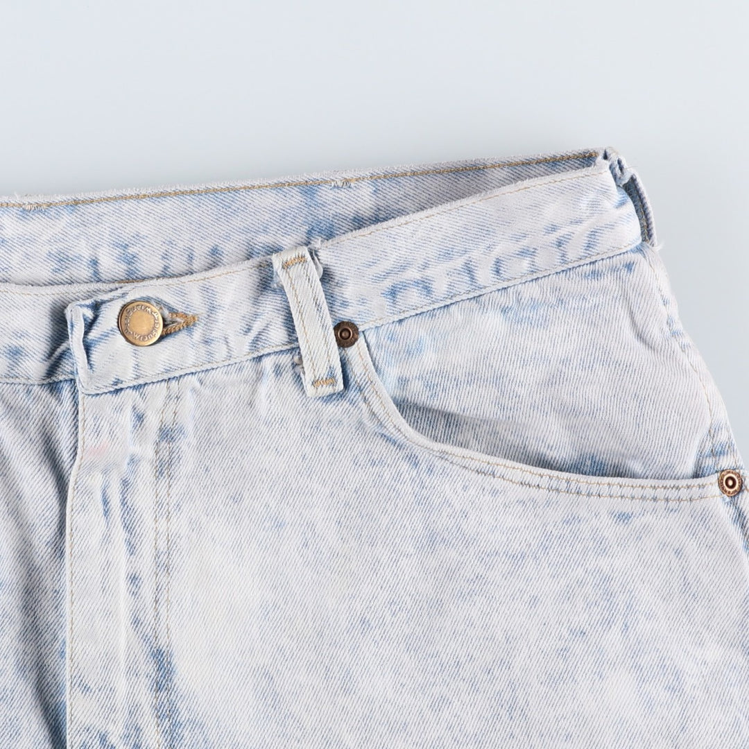 80s-90'S Wrangler Chemical Wash Tapered Denim Pants, Made in USA, Men's Size W34 (approx.), Vintage cotton Blue type light blue Vintage Second Hand