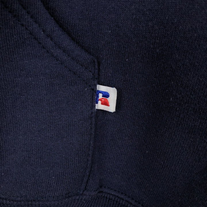 90'S Russell College Sweatshirt Pullover Hoodie Made in USA Men's L Size Vintage polyester navy blue type Vintage Second Hand