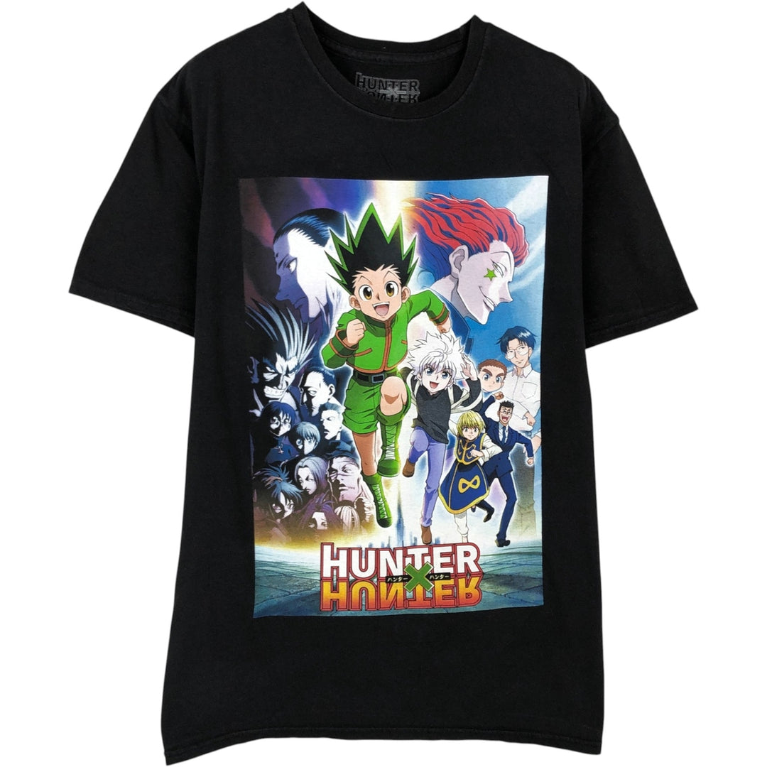 HUNTERxHUNTER Character Print T-Shirt (Men's Size L) cotton black type Vintage Second Hand