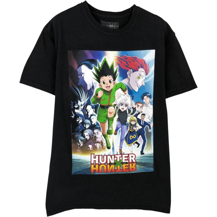 HUNTERxHUNTER Character Print T-Shirt (Men's Size L) cotton black type Vintage Second Hand