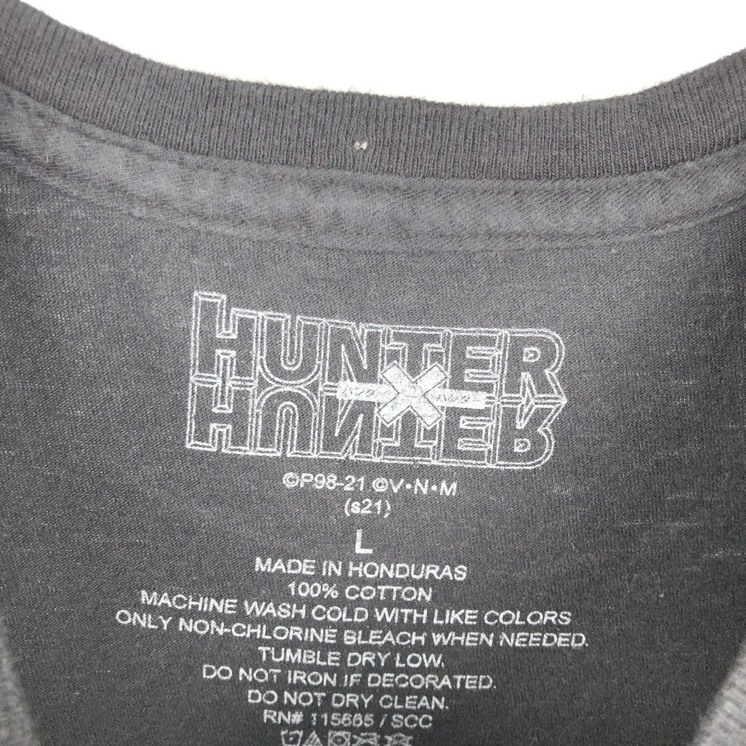 HUNTERxHUNTER Character Print T-Shirt (Men's Size L) cotton black type Vintage Second Hand