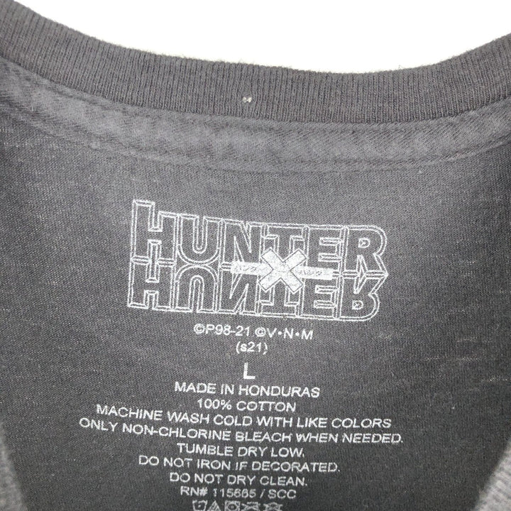 HUNTERxHUNTER Character Print T-Shirt (Men's Size L) cotton black type Vintage Second Hand