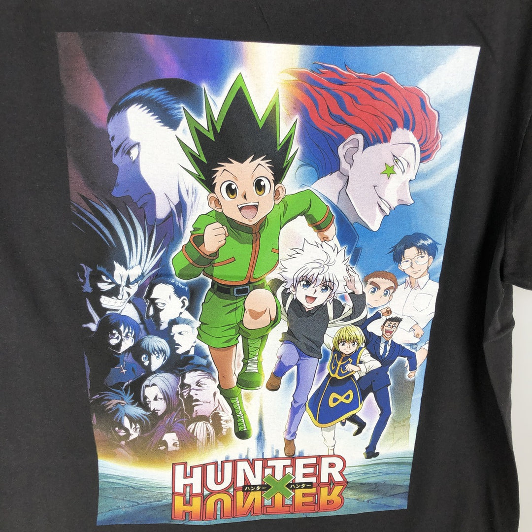 HUNTERxHUNTER Character Print T-Shirt (Men's Size L) cotton black type Vintage Second Hand