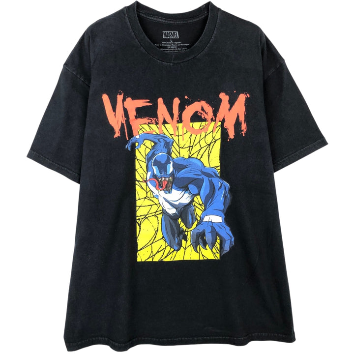 Marvel VENOM Character Print T-Shirt, Men's L size cotton black type Vintage Second Hand