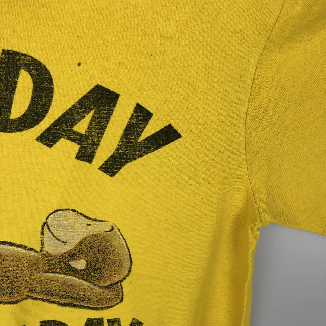 Curious George character print T-shirt (Men's size M) cotton yellow type Vintage Second Hand
